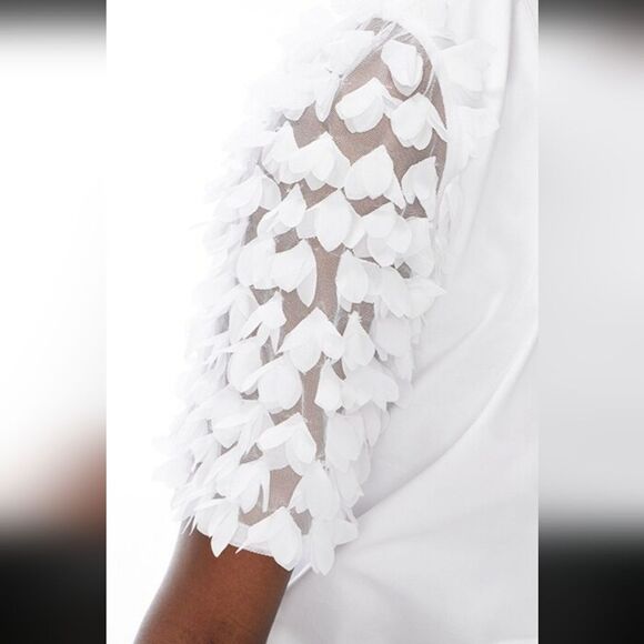 NEW 26 28 ASHLEY STEWART EMBELLISHED WHITE SHEER SLEEVE STRETCH TOP 2X 3X NWT - Picture 5 of 5